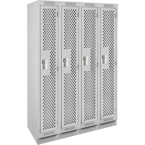 Clean Line Lockers, Bank of 4, 48" x 15" x 76", Steel, Grey, Rivet (Assembled), Perforated Air Extreme Inc.