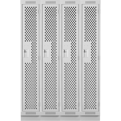 Clean Line Lockers, Bank of 4, 48" x 15" x 76", Steel, Grey, Rivet (Assembled), Perforated Air Extreme Inc.