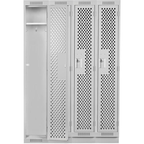 Clean Line Lockers, Bank of 4, 48" x 15" x 76", Steel, Grey, Rivet (Assembled), Perforated Air Extreme Inc.