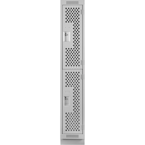 Clean Line Lockers, 2 -tier, 12" x 15" x 76", Steel, Grey, Rivet (Assembled), Perforated Air Extreme Inc.