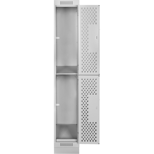 Clean Line Lockers, 2 -tier, 12" x 15" x 76", Steel, Grey, Rivet (Assembled), Perforated Air Extreme Inc.