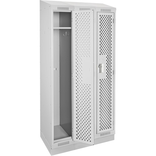 Clean Line Lockers, Bank of 3, 36" x 15" x 82", Steel, Grey, Rivet (Assembled), Perforated Air Extreme Inc.