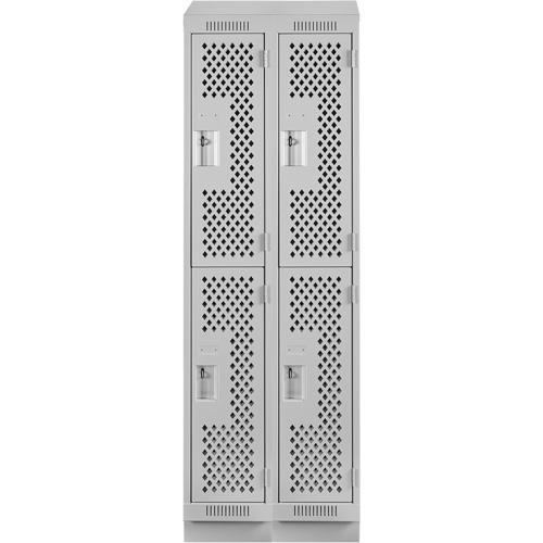Clean Line Lockers, 2 -tier, Bank of 2, 24" x 18" x 82", Steel, Grey, Rivet (Assembled), Perforated Air Extreme Inc.