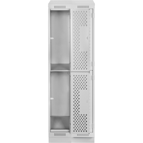 Clean Line Lockers, 2 -tier, Bank of 2, 24" x 18" x 82", Steel, Grey, Rivet (Assembled), Perforated Air Extreme Inc.