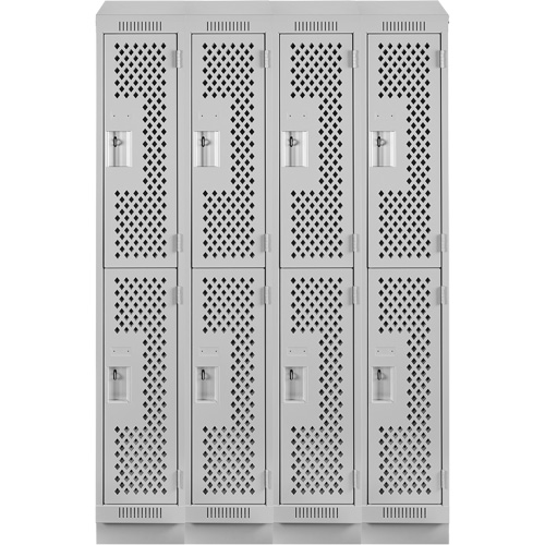 Casiers Clean Line, 2 niveaux, Bloc de 4, 48" x 12" x 82", Acier, Gris, Rivet (assembl&eacute;), Perfor&eacute; Air Extreme Inc.