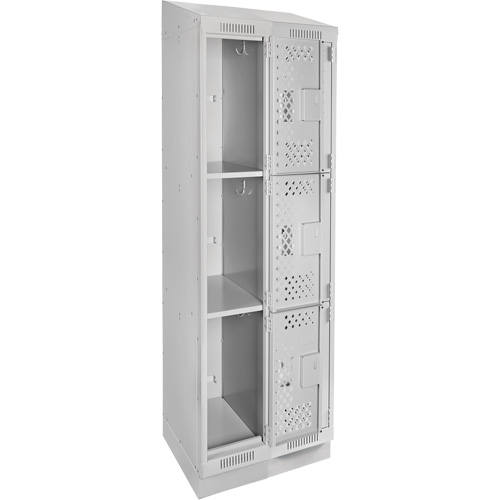 Clean Line Lockers, 3 -tier, Bank of 2, 24" x 18" x 82", Steel, Grey, Rivet (Assembled), Perforated Air Extreme Inc.