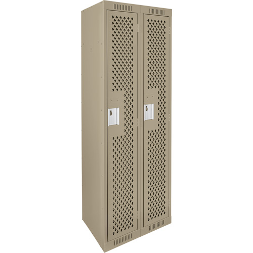 Clean Line Lockers, Bank of 2, 24" x 12" x 72", Steel, Beige, Rivet (Assembled), Perforated Air Extreme Inc.