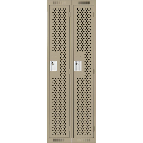 Clean Line Lockers, Bank of 2, 24" x 12" x 72", Steel, Beige, Rivet (Assembled), Perforated Air Extreme Inc.