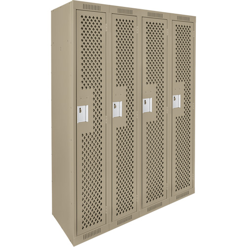 Clean Line Lockers, Bank of 4, 48" x 15" x 72", Steel, Beige, Rivet (Assembled), Perforated Air Extreme Inc.