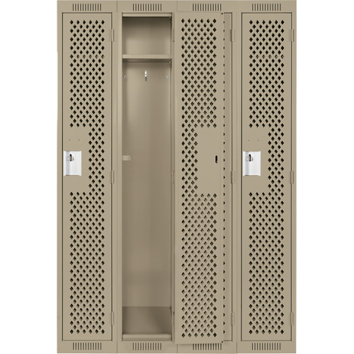 Clean Line Lockers, Bank of 4, 48" x 15" x 72", Steel, Beige, Rivet (Assembled), Perforated Air Extreme Inc.