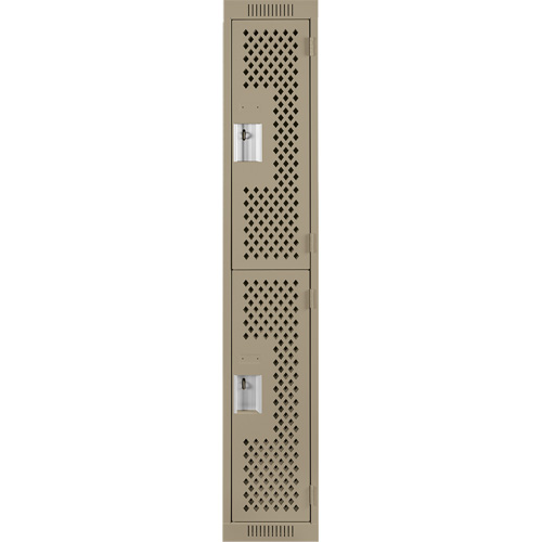 Clean Line Lockers, 2 -tier, 12" x 12" x 72", Steel, Beige, Rivet (Assembled), Perforated Air Extreme Inc.
