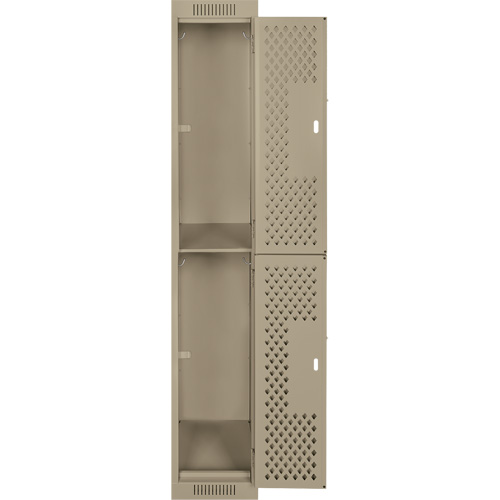Clean Line Lockers, 2 -tier, 12" x 12" x 72", Steel, Beige, Rivet (Assembled), Perforated Air Extreme Inc.