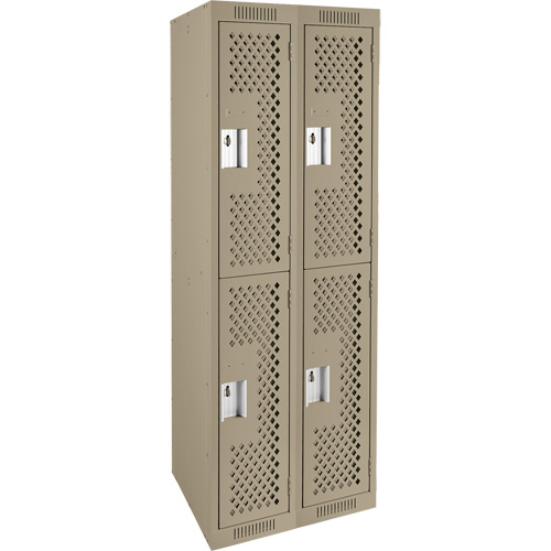 Clean Line Lockers, 2 -tier, Bank of 2, 24" x 12" x 72", Steel, Beige, Rivet (Assembled), Perforated Air Extreme Inc.