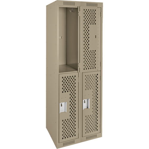 Clean Line Lockers, 2 -tier, Bank of 2, 24" x 12" x 72", Steel, Beige, Rivet (Assembled), Perforated Air Extreme Inc.