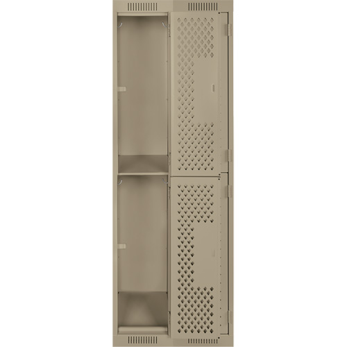 Clean Line Lockers, 2 -tier, Bank of 2, 24" x 12" x 72", Steel, Beige, Rivet (Assembled), Perforated Air Extreme Inc.