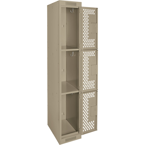 Casiers Clean Line, 3 niveaux, 12" x 12" x 72", Acier, Beige, Rivet (assembl&eacute;), Perfor&eacute; Air Extreme Inc.