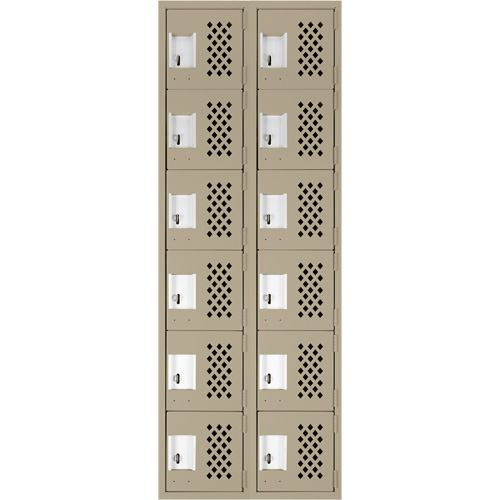 Assembled Lockerettes Clean Line Perforated Economy Lockers, 6 -tier, Bank of 2, 18" x 72" x 12", Steel Air Extreme Inc.