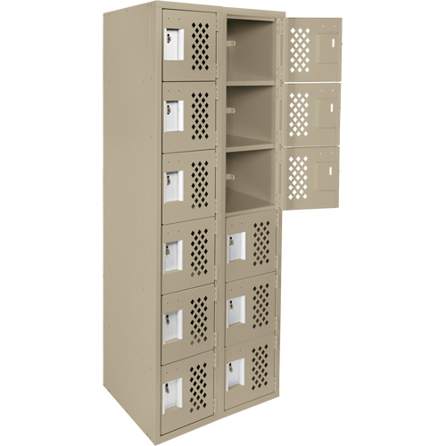 Assembled Lockerettes Clean Line Perforated Economy Lockers, 6 -tier, Bank of 2, 18" x 72" x 12", Steel Air Extreme Inc.