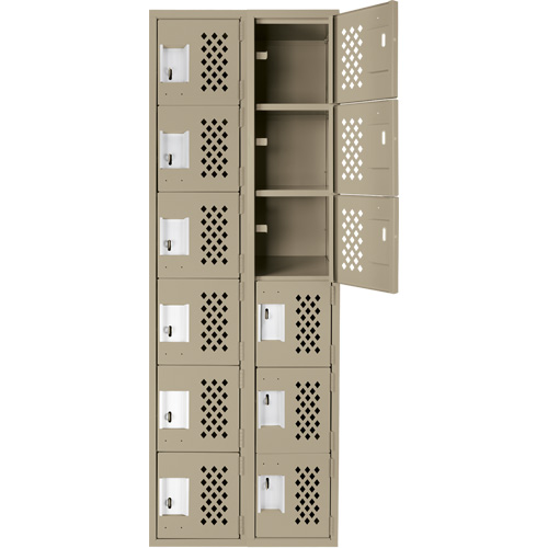 Assembled Lockerettes Clean Line Perforated Economy Lockers, 6 -tier, Bank of 2, 18" x 72" x 12", Steel Air Extreme Inc.