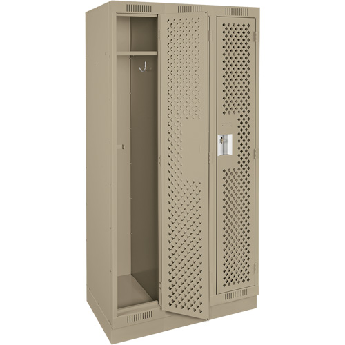 Clean Line Lockers, Bank of 3, 36" x 15" x 76", Steel, Beige, Rivet (Assembled), Perforated Air Extreme Inc.