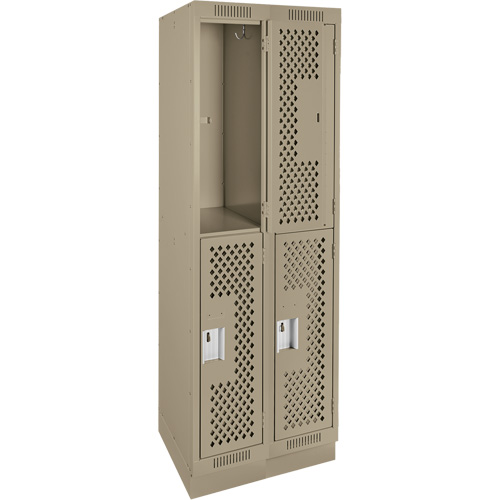 Clean Line Lockers, 2 -tier, Bank of 2, 24" x 15" x 76", Steel, Beige, Rivet (Assembled), Perforated Air Extreme Inc.