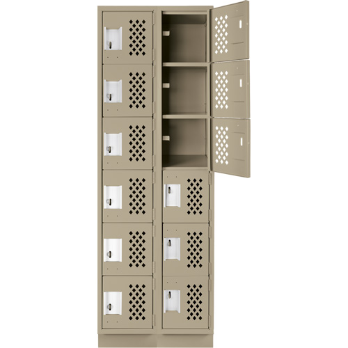 Clean-Line Perforated Lockerette, 6 -tier, Bank of 2, 12" x 72" x 12", Steel Air Extreme Inc.