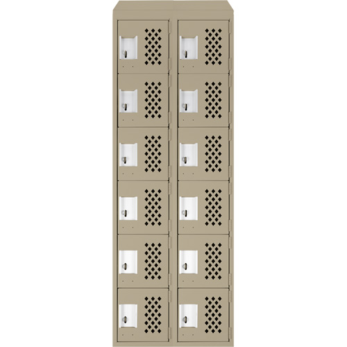 Assembled Lockerettes Clean Line Perforated Economy Lockers, 6 -tier, Bank of 2, 18" x 72" x 12", Steel Air Extreme Inc.