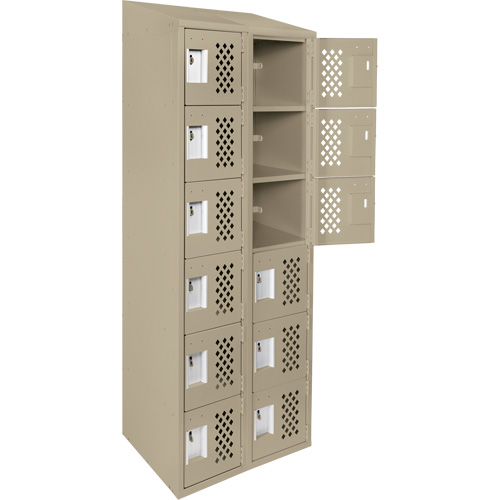 Assembled Lockerettes Clean Line Perforated Economy Lockers, 6 -tier, Bank of 2, 18" x 72" x 12", Steel Air Extreme Inc.