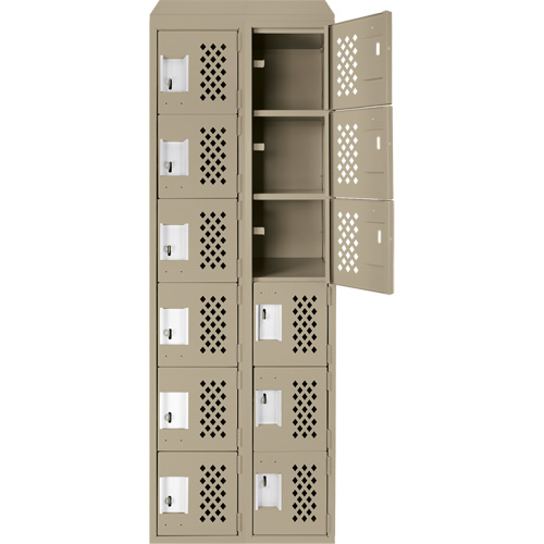 Assembled Lockerettes Clean Line Perforated Economy Lockers, 6 -tier, Bank of 2, 18" x 72" x 12", Steel Air Extreme Inc.