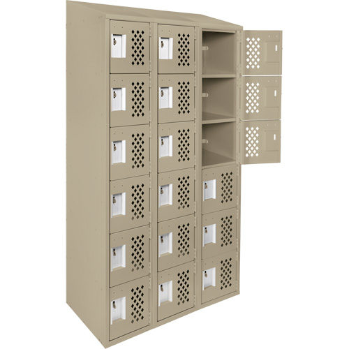Assembled Lockerettes Clean Line Perforated Economy Lockers, 6 -tier, Bank of 3, 18" x 72" x 12", Steel Air Extreme Inc.