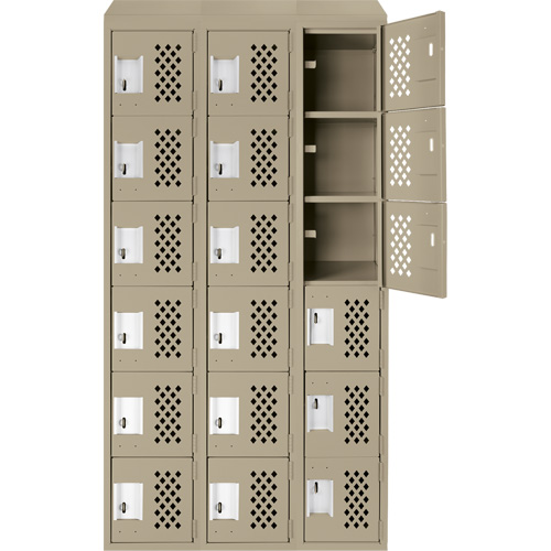 Assembled Lockerettes Clean Line Perforated Economy Lockers, 6 -tier, Bank of 3, 18" x 72" x 12", Steel Air Extreme Inc.