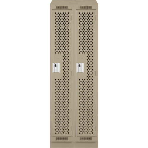 Clean Line Lockers, Bank of 2, 24" x 15" x 82", Steel, Beige, Rivet (Assembled), Perforated Air Extreme Inc.
