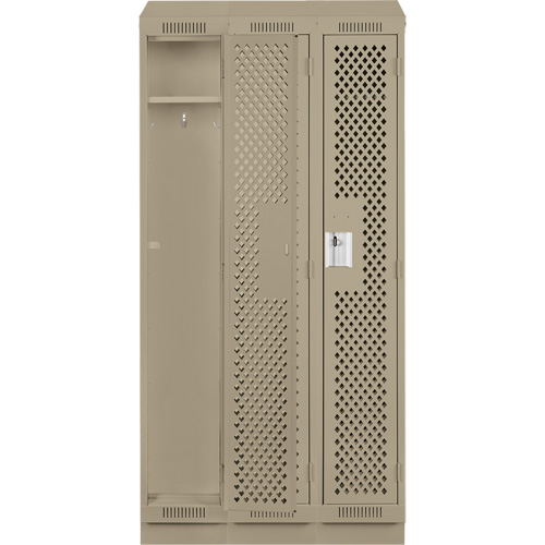 Clean Line Lockers, Bank of 3, 36" x 15" x 82", Steel, Beige, Rivet (Assembled), Perforated Air Extreme Inc.