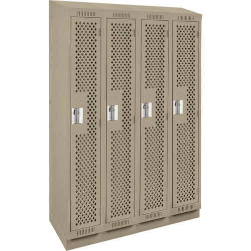 Clean Line Lockers, Bank of 4, 48" x 15" x 82", Steel, Beige, Rivet (Assembled), Perforated Air Extreme Inc.