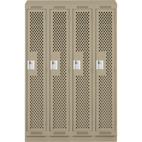 Clean Line Lockers, Bank of 4, 48" x 15" x 82", Steel, Beige, Rivet (Assembled), Perforated Air Extreme Inc.