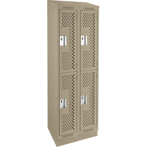 Clean Line Lockers, 2 -tier, Bank of 2, 24" x 18" x 82", Steel, Beige, Rivet (Assembled), Perforated Air Extreme Inc.