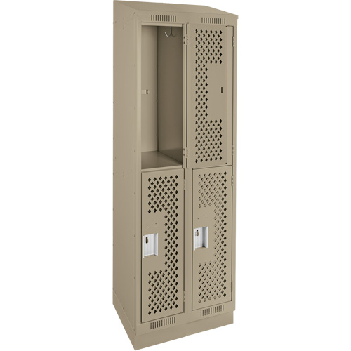 Clean Line Lockers, 2 -tier, Bank of 2, 24" x 18" x 82", Steel, Beige, Rivet (Assembled), Perforated Air Extreme Inc.