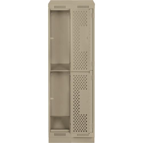 Clean Line Lockers, 2 -tier, Bank of 2, 24" x 18" x 82", Steel, Beige, Rivet (Assembled), Perforated Air Extreme Inc.