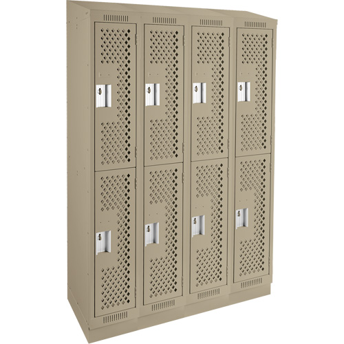 Clean Line Lockers, 2 -tier, Bank of 4, 48" x 12" x 82", Steel, Beige, Rivet (Assembled), Perforated Air Extreme Inc.