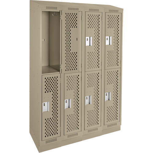Clean Line Lockers, 2 -tier, Bank of 4, 48" x 12" x 82", Steel, Beige, Rivet (Assembled), Perforated Air Extreme Inc.