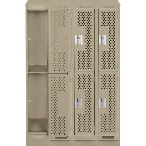 Clean Line Lockers, 2 -tier, Bank of 4, 48" x 12" x 82", Steel, Beige, Rivet (Assembled), Perforated Air Extreme Inc.