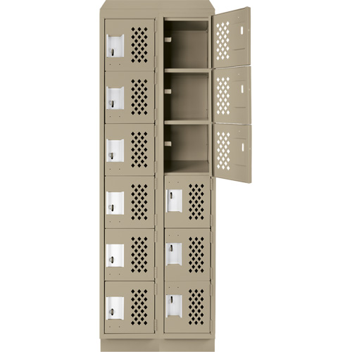 Clean-Line Perforated Lockerette, 6 -tier, Bank of 2, 15" x 72" x 12", Steel Air Extreme Inc.