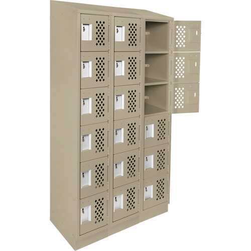 Clean-Line Perforated Lockerette, 6 -tier, Bank of 3, 12" x 72" x 12", Steel Air Extreme Inc.