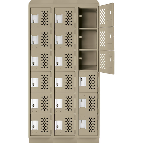Clean-Line Perforated Lockerette, 6 -tier, Bank of 3, 12" x 72" x 12", Steel Air Extreme Inc.
