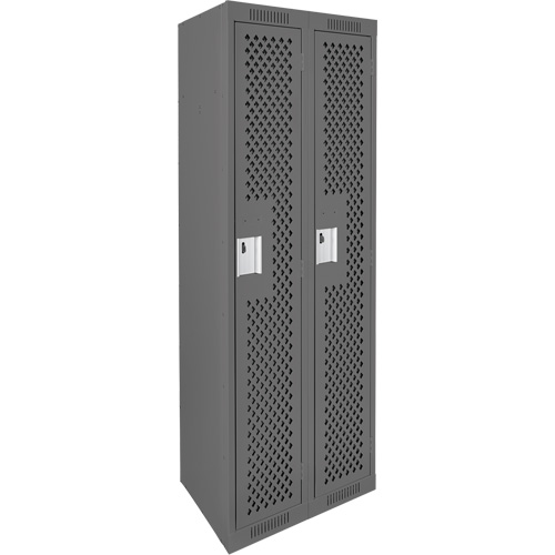 Clean Line Lockers, Bank of 2, 24" x 12" x 72", Steel, Charcoal, Rivet (Assembled), Perforated Air Extreme Inc.