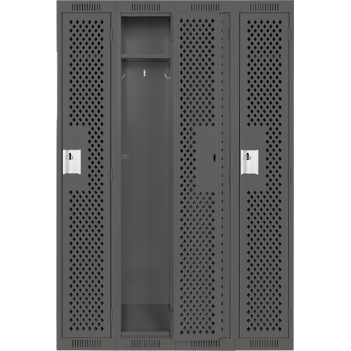 Clean Line Lockers, Bank of 4, 48" x 12" x 72", Steel, Charcoal, Rivet (Assembled), Perforated Air Extreme Inc.
