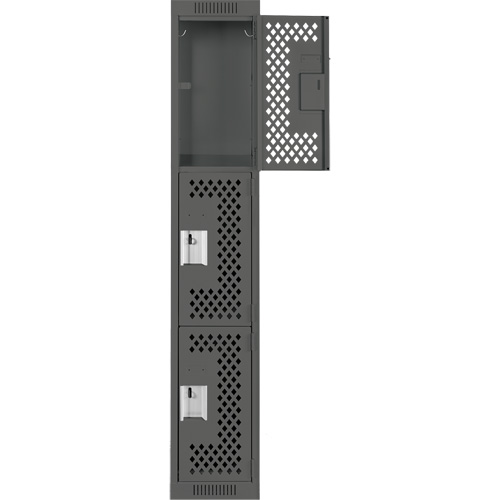 Clean Line Lockers, 3 -tier, 12" x 12" x 72", Steel, Charcoal, Rivet (Assembled), Perforated Air Extreme Inc.