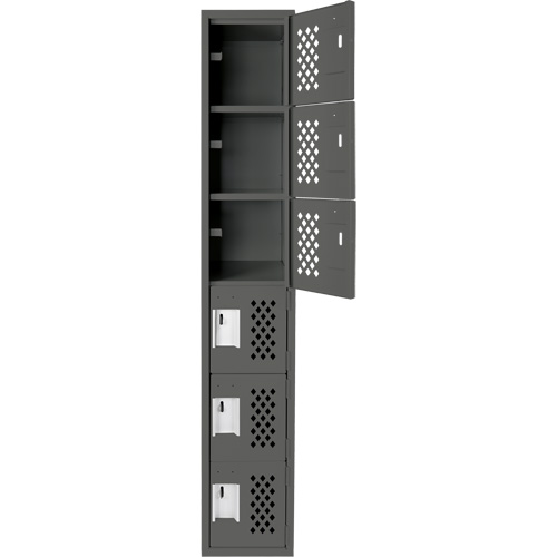 Assembled Lockerettes Clean Line Perforated Economy Lockers, 6 -tier, 18" x 72" x 12", Steel Air Extreme Inc.