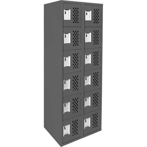 Assembled Lockerettes Clean Line Perforated Economy Lockers, 6 -tier, Bank of 2, 18" x 72" x 12", Steel Air Extreme Inc.