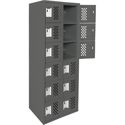 Assembled Lockerettes Clean Line Perforated Economy Lockers, 6 -tier, Bank of 2, 18" x 72" x 12", Steel Air Extreme Inc.